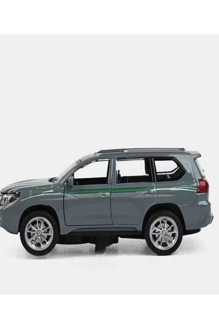 نموذج سيارة تويوتا برادو الرياضية متعددة الاستخدامات مصبوب بمقياس 1/46 مع أضواء وصوت - سيارة نموذجية من سبائك معدنية مصبوبة - أبواب أمامية مفتوحة - مقاس تقريبي 12.7 سم (بدون علبة - رمادي) - Image 2