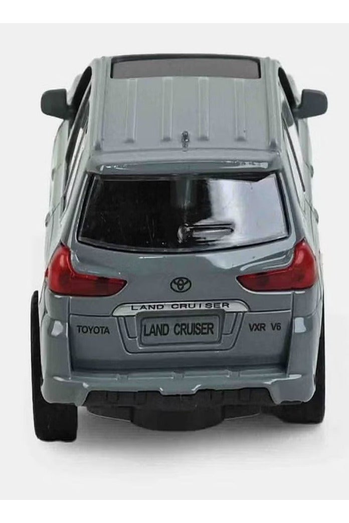 نموذج سيارة تويوتا برادو الرياضية متعددة الاستخدامات مصبوب بمقياس 1/46 مع أضواء وصوت - سيارة نموذجية من سبائك معدنية مصبوبة - أبواب أمامية مفتوحة - مقاس تقريبي 12.7 سم (بدون علبة - رمادي) - Image 3