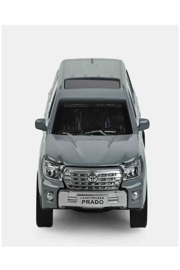 نموذج سيارة تويوتا برادو الرياضية متعددة الاستخدامات مصبوب بمقياس 1/46 مع أضواء وصوت - سيارة نموذجية من سبائك معدنية مصبوبة - أبواب أمامية مفتوحة - مقاس تقريبي 12.7 سم (بدون علبة - رمادي) - Image 4