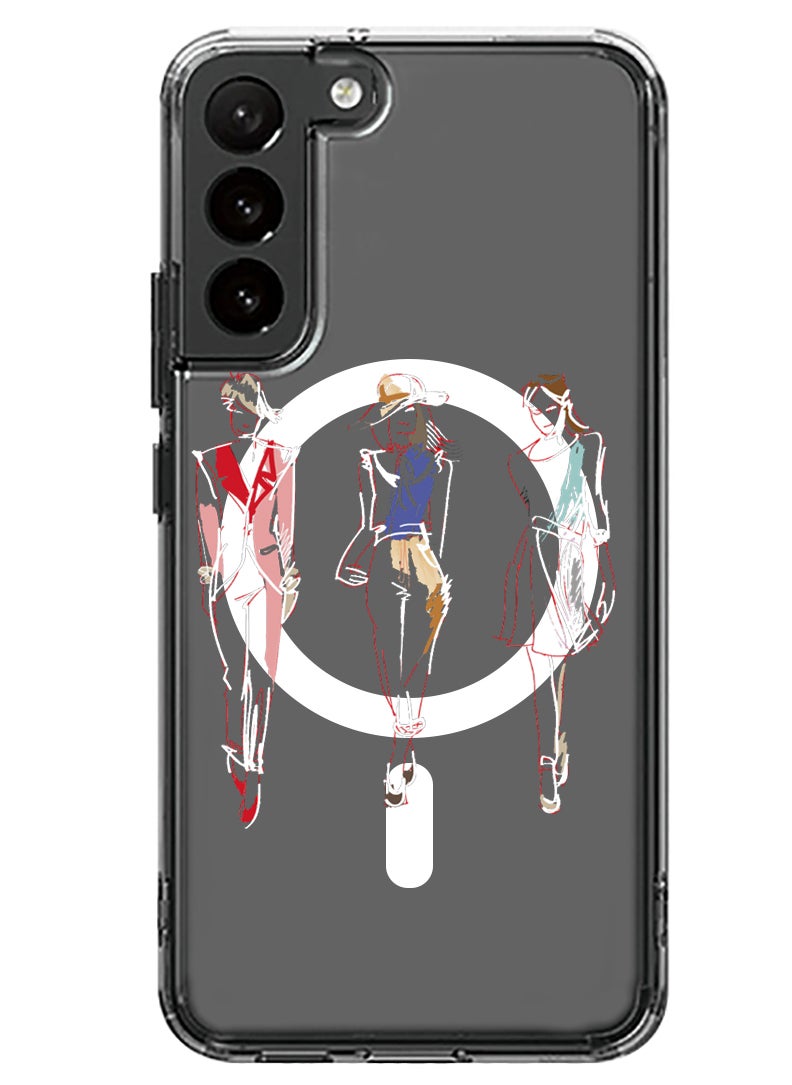 Theodor - Magnetic Case for Samsung Galaxy S23 Plus 6.6-inch Compatible with MagSafe Wireless Charging, Shockproof Phone Bumper Cover Fashion white - Image 1