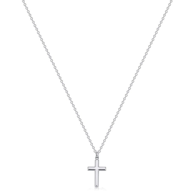 Fettero Cross Necklace Sliver Faith Pendant 14K White Gold Plated Dainty Chain Minimalist Simple Tiny God Lords Prayer Religious Jewelry Gift - Image 1