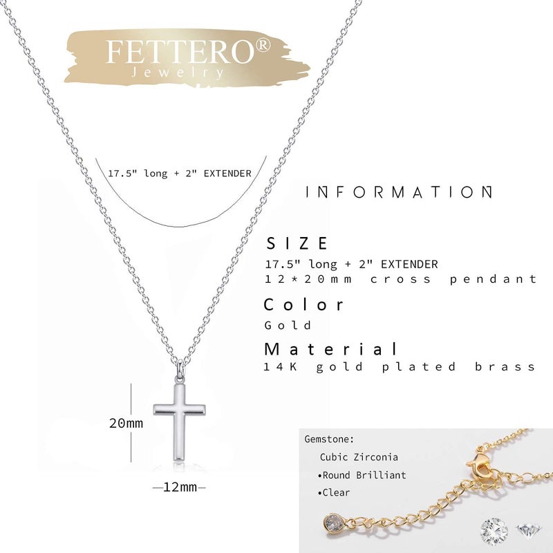 Fettero Cross Necklace Sliver Faith Pendant 14K White Gold Plated Dainty Chain Minimalist Simple Tiny God Lords Prayer Religious Jewelry Gift - Image 4