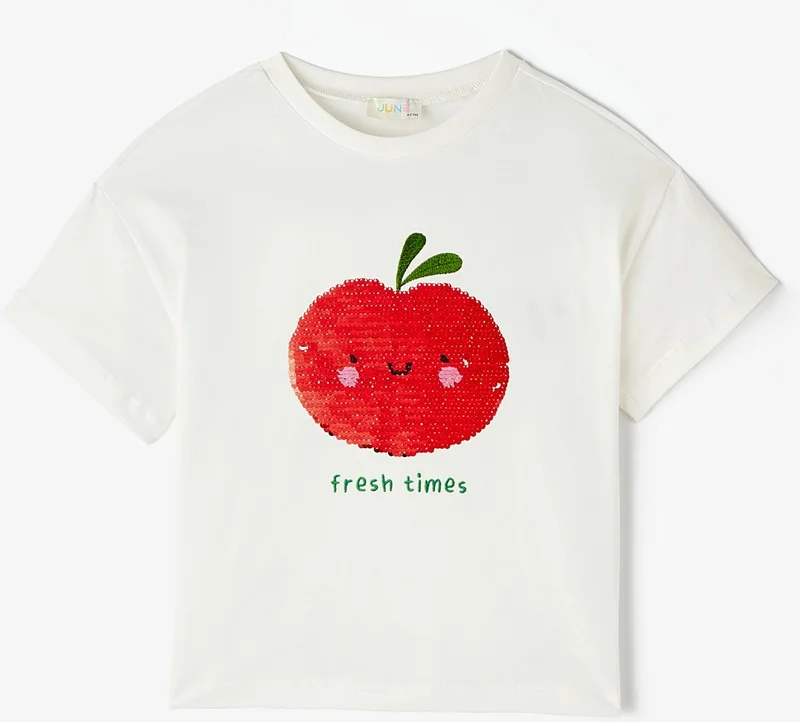 جون Girls Spinning Apple Sequined T-Shirt
