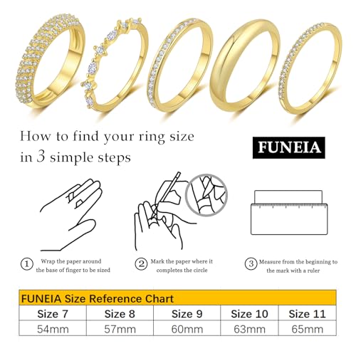 FUNEIA Stackable Gold Rings for Women Non Tarnish Trendy Dainty 14K Gold Plated Stacking Cubic Zirconia Thumb Ring Set Pack Statement Chunky Band Rings Promise Engagement Rings Size 7 8 9 10 11 - Image 5