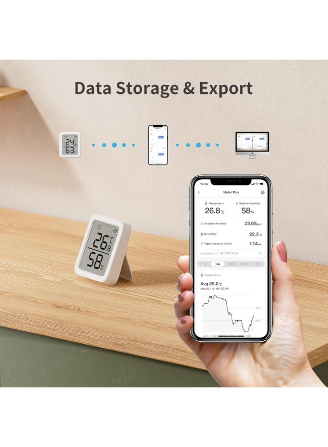 SwitchBot Indoor Bluetooth Thermometer Hygrometer Plus – Digital Temperature & Humidity Sensor with App, Data Storage, Dew Point & VPD Monitoring - Image 3