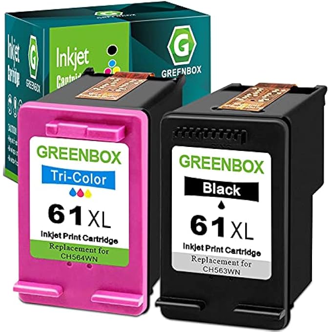 REMANUFACTURED INK CARTRIDGE REPLACEMENT FOR 61XL 61 XL USED IN ENVY 4500 5530 5534 5535 DESKJET 1000 1010 1510 1512 2540 3050 3510 3050A OFFICEJET 2620 4630 4635 (1 BLACK, 1 TRI-COLOR) - Image 1