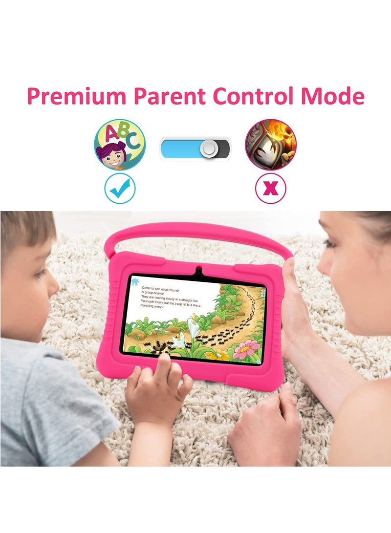 7-Inch Android Kids Tablet PC for Study Education, 1G RAM 16G ROM WiFi 1024*600 Children Tablets with Silicone Tablet Case (Pink)  - Image 2