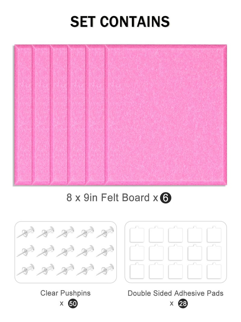 Hsurbtra Cork Board for Wall 24 x 18 Inch, 6 Pack Felt Bulletin Notice Board with Pushpins for Office Home School Farmhouse Wall Decor, Pink - Image 5