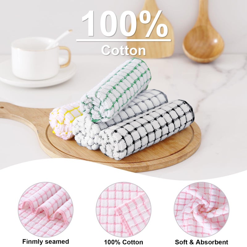 Kitinjoy Cotton 8 Pack Terry Kitchen Dish Cloths  12 X 12 Inches Super Soft And Absorbent Dish Rags  Quick Drying Dish Towels For Washing Dishes  Multi-Colored - Image 2