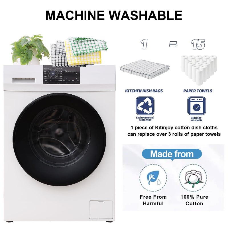 Kitinjoy Cotton 8 Pack Terry Kitchen Dish Cloths  12 X 12 Inches Super Soft And Absorbent Dish Rags  Quick Drying Dish Towels For Washing Dishes  Multi-Colored - Image 5