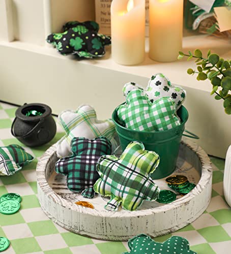 KORMMCO St Patricks Day Stuffed Fabric Shamrock 8 Pieces Shamrock Shaped Ornaments St Patricks Day Luck Clover Decoration for Tiered Tray Bowl Basket - Image 3