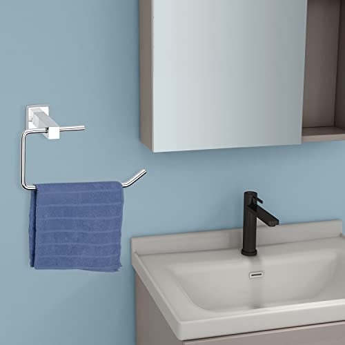 Primax Square Stainless Steel Towel Ring for Bathroom/Wash Basin/Napkin-Towel Hanger/Bathroom Accessories (Chrome) - Image 2