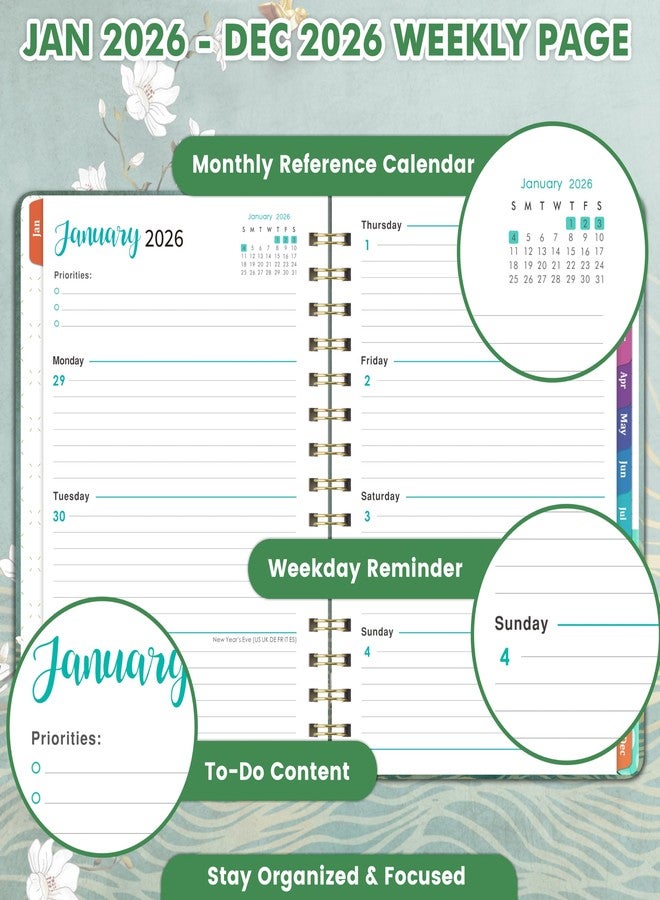 Shoparr Planner,Weekly and Monthly Planner with Elastic Closure, Sticky Tabs + Hardcover - Image 4