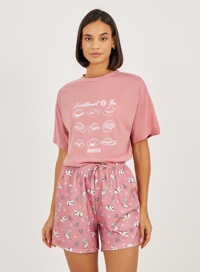 ستايلي طقم تي شيرت وشورت بطبعة حبيبة رعاة البقر - Image 4