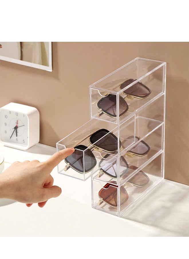 صندوق تخزين نظارات أكريليك شفاف، رف تخزين متعدد الوظائف لمستحضرات التجميل ومستحضرات الشفاه، منظم للأغراض الصغيرة مقاوم للغبار، صندوق عرض وتخزين النظارات الشمسية والإكسسوارات - Image 1