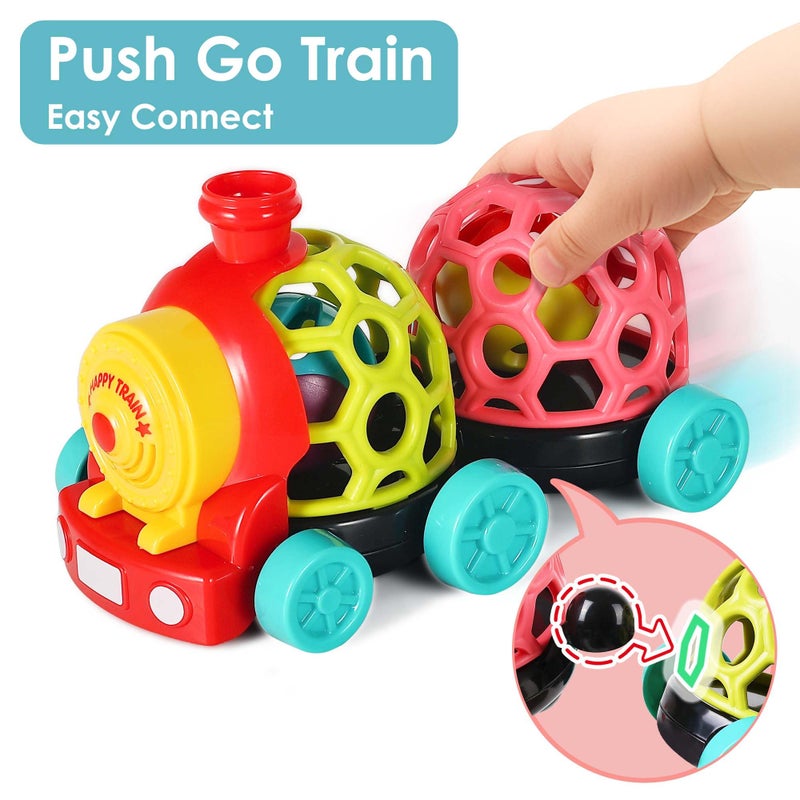 iPlay, iLearn Baby Toy Train, Infant Soft Cars for 6-12 Month Boy, Musical Push N Go Truck, Toddler Sensory Ball Rattle, Development Grasp Babies Birthday Gift 7 8 9 10 11 18 Month 1 2 Year Old Girl - Image 2