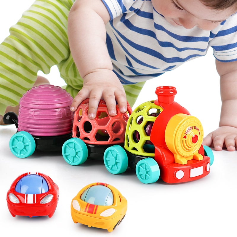 iPlay, iLearn Baby Toy Train, Infant Soft Cars for 6-12 Month Boy, Musical Push N Go Truck, Toddler Sensory Ball Rattle, Development Grasp Babies Birthday Gift 7 8 9 10 11 18 Month 1 2 Year Old Girl - Image 1