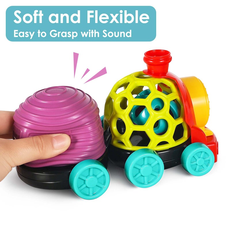 iPlay, iLearn Baby Toy Train, Infant Soft Cars for 6-12 Month Boy, Musical Push N Go Truck, Toddler Sensory Ball Rattle, Development Grasp Babies Birthday Gift 7 8 9 10 11 18 Month 1 2 Year Old Girl - Image 3