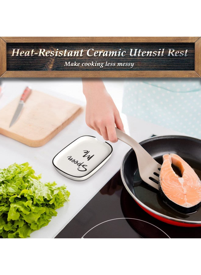 DAYYET Ceramic Spoon Rest for Stove Top, Large Spoon Holder, Spoon Rest for Kitchen Counter, White Coffee Spoon Rest, Heat-Resistant Cooking Utensil Rest, Modern Farmhouse Kitchen Décor  - Image 3