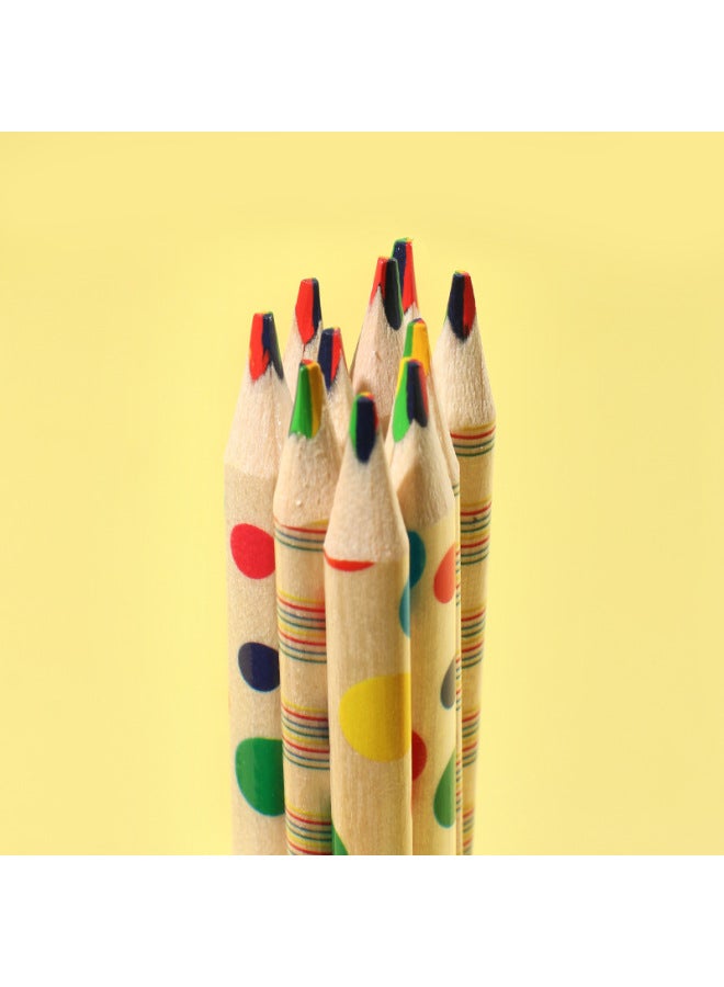 Brutfuner Korean Creative Stationery Four-color Color Pencil Four-color Same Core Triangle Color Pencil Rainbow Core Children's Graffiti - Image 4