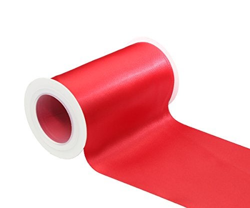 Ribbonitlux 4" Wide Double Face Satin Ribbon 5 Yards (250-Red), Set for Grand Opening Ceremonies, Ribbon Cutting, Chair Sashes, Wedding and Craft - Image 1