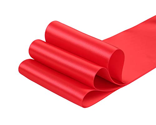 Ribbonitlux 4" Wide Double Face Satin Ribbon 5 Yards (250-Red), Set for Grand Opening Ceremonies, Ribbon Cutting, Chair Sashes, Wedding and Craft - Image 2