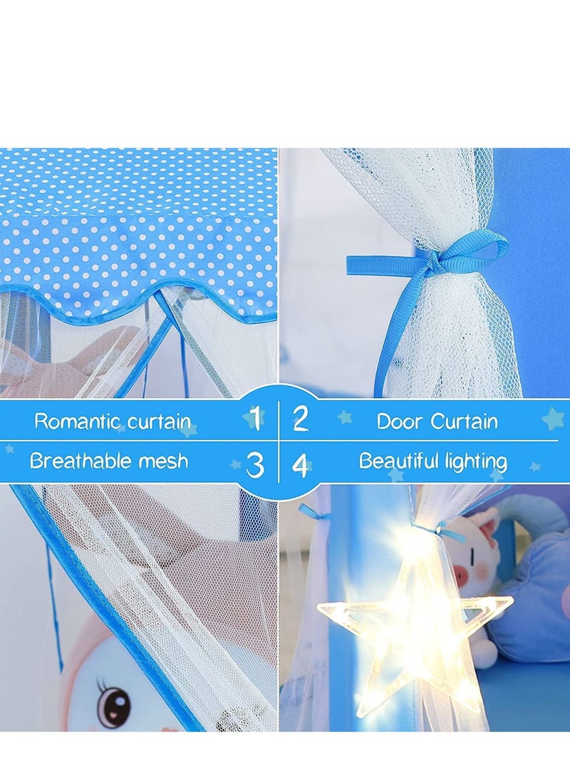 Hexagonal Princess Castle Indoor and Outdoor Play House Tent For Kids Blue - Image 5