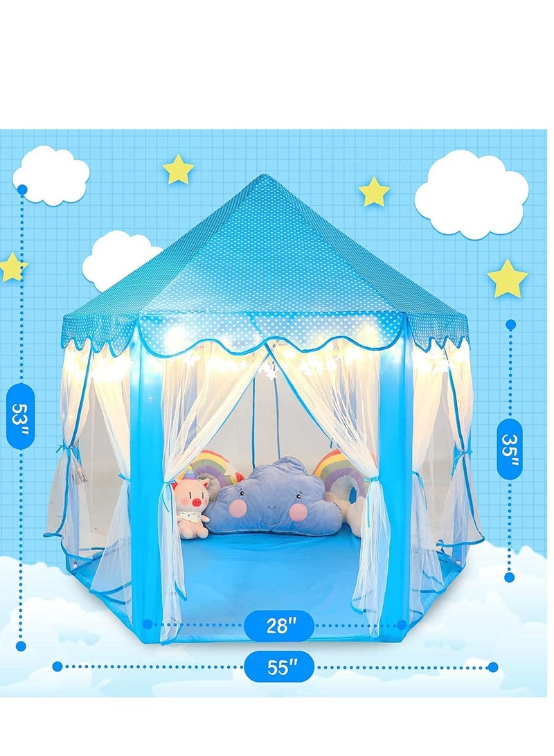 Hexagonal Princess Castle Indoor and Outdoor Play House Tent For Kids Blue - Image 2