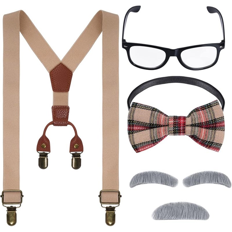 mifengda Kids Old Man Costume 100 Day of School Grandpa Costume for Boy 1920s Old Man Halloween Costume - Image 1