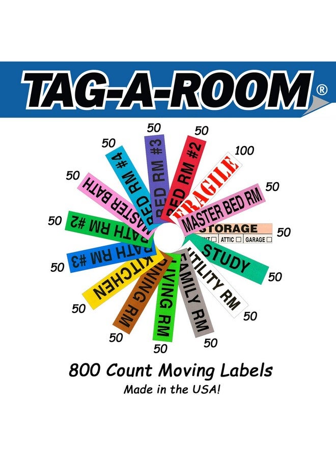 تاج-أه-روم ملصقات نقل ملونة للصناديق، 800 قطعة مع ملصقات قابلة للكسر، ملصقات نقل للصناديق ملونة، ملصقات تعبئة للصناديق المتحركة - Image 2