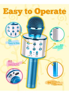 ELTRAZONE 2-Pack Kids Karaoke Microphones: Portable Bluetooth Singing Toys in Blue & Rose Gold - Perfect Birthday Gifts  - Image 3