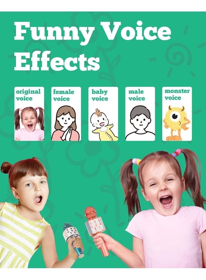 إلترازون 2-Pack Kids Karaoke Microphones: Portable Bluetooth Singing Toys in Blue & Rose Gold - Perfect Birthday Gifts - Image 5