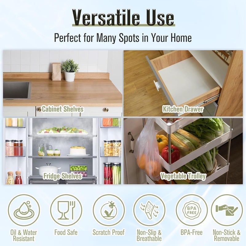 IMPERSE Fridge Mat, Shelf Liner for Kitchen Cabinets – Non-Slip Kitchen Drawer & Refrigerator Liner – Waterproof, Washable Cabinet Mat, Easy to Cut & Install | 45 x 300 cm (Avacado) - Image 4