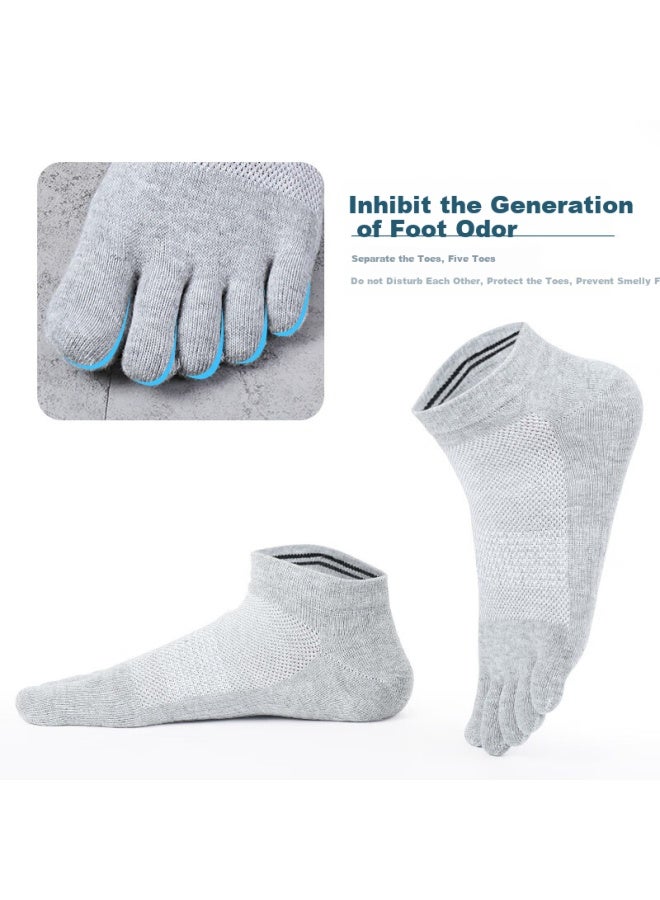 LANG SHA Langsha Men's Cotton Short Tube Five Toe Socks Men's Mesh Breathable Sports Sweat-absorbent Cotton Socks Spring And Summer Short Socks 5 Pairs - Image 2