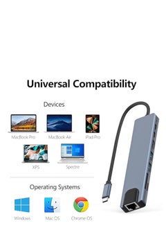 Generic USB C Hub Docking Station, 8 in 1 USB C Dongle with 4K@60Hz HDMI, RJ45 Ethernet, 100W PD, SD/TF Card Reader, 2 USB Ports, USB Type C Hub for MacBook Pro Air M1 Dell XPS Nintendo Switch  - Image 2