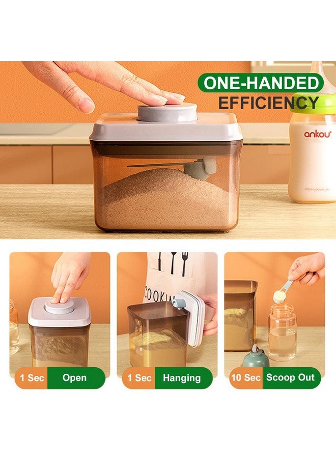 Ankou Formula Container, 1700Ml/730g Airtight Formula Dispenser, One Button Handy Pop Up Food Containers Milk Powder Container, BPA-Free Food Storage Containers with Lids, Scoop and Scraper, Dark Brown - Image 1