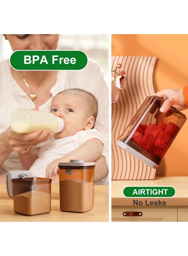 Ankou Formula Container, 1700Ml/730g Airtight Formula Dispenser, One Button Handy Pop Up Food Containers Milk Powder Container, BPA-Free Food Storage Containers with Lids, Scoop and Scraper, Dark Brown - Image 3