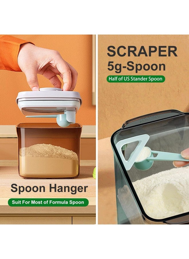 Ankou Formula Container, 1700Ml/730g Airtight Formula Dispenser, One Button Handy Pop Up Food Containers Milk Powder Container, BPA-Free Food Storage Containers with Lids, Scoop and Scraper, Dark Brown - Image 2