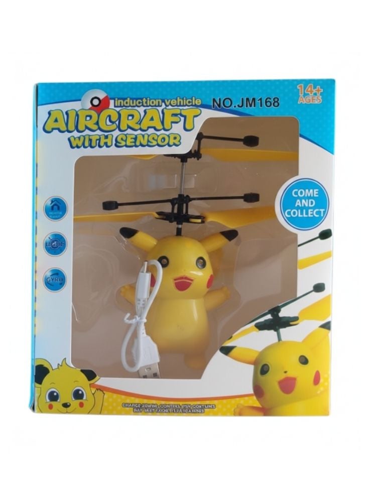 بريميم لعبة طائرة هليكوبتر بيكاتشو الطائرة مع تحكم بمستشعر الحركة – لعبة طائرة تعمل بالحث للأطفال مع شحن يو إس بي - Image 2