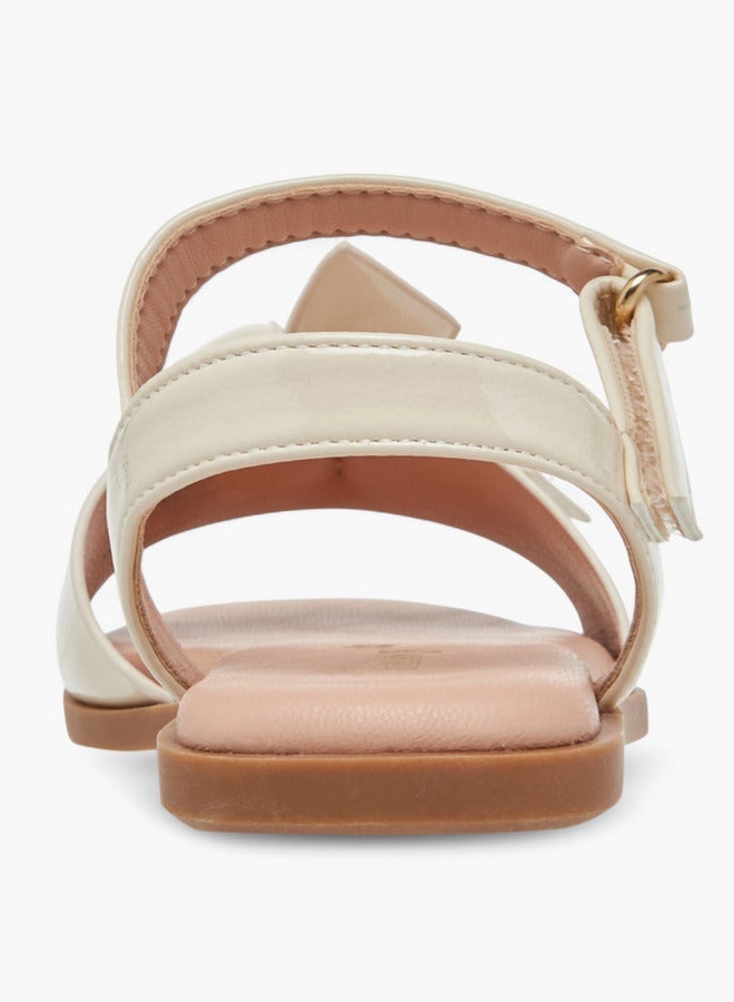 Little Missy Girls Bow Accent Sandals with Hook and Loop Closure - Image 4