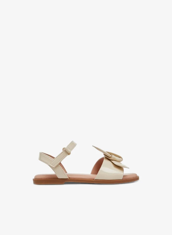 Girls Bow Accent Sandals with Hook and Loop Closure