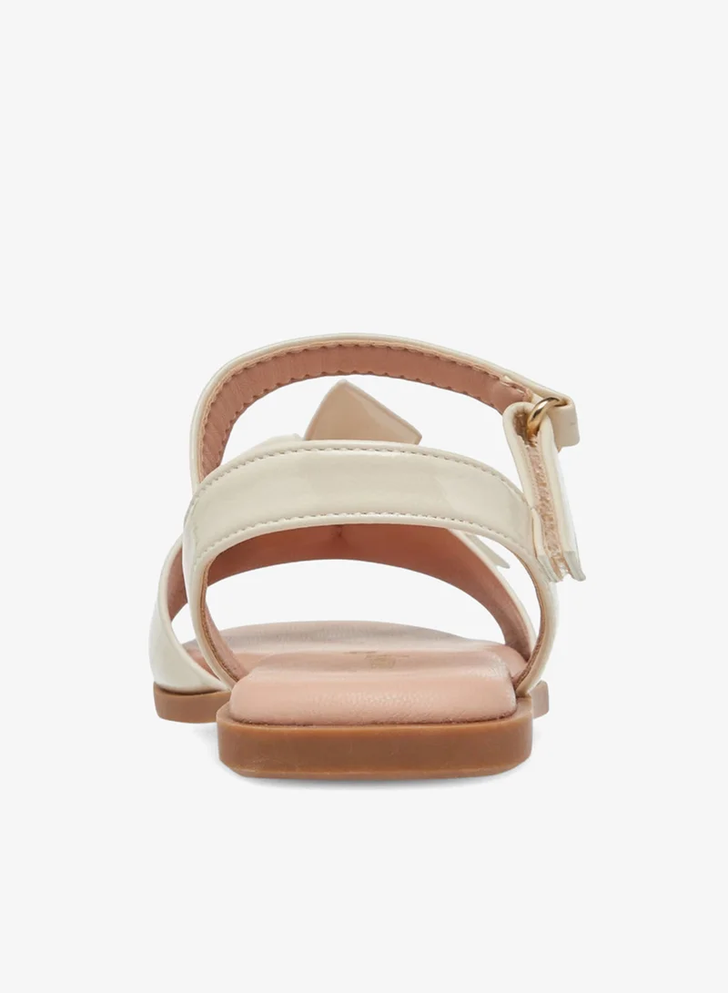 Little Missy WHITE Girls Bow Accent Sandals with Hook and Loop Closure for Women | Best Price UAE