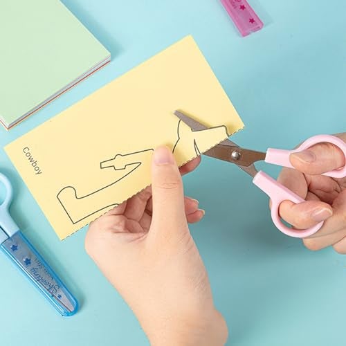 Wolpin 1 Pc Craft Scissor for Kids with Safety Cover | Blunt Tip Universal Scissors for School & Home Use (Blue) - Image 3