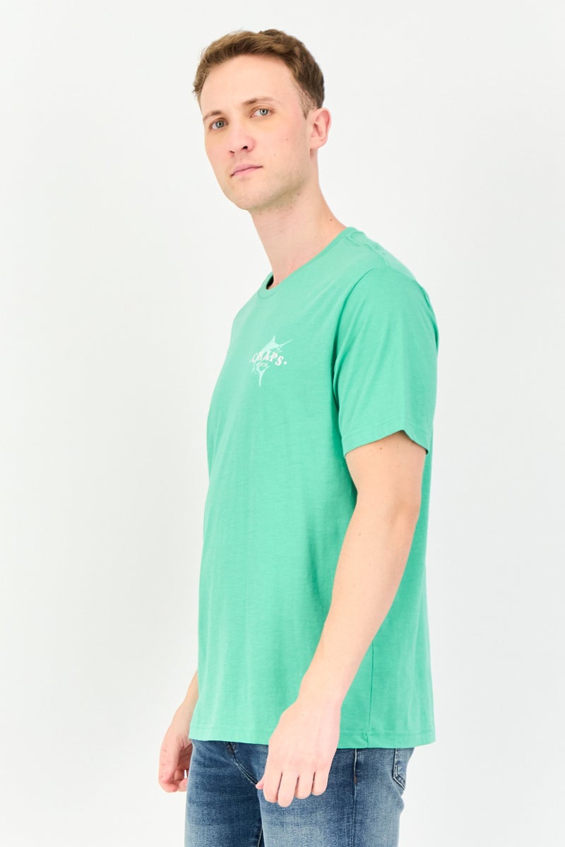Chaps Men crew Neck Brand logo Short Sleeve T-Shirt, Green - Image 2