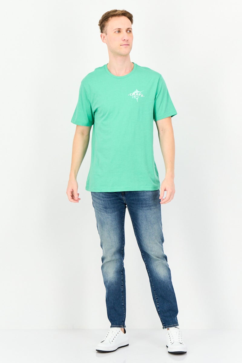 Chaps Men crew Neck Brand logo Short Sleeve T-Shirt, Green - Image 4