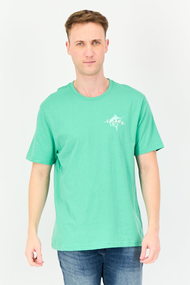 Chaps Men crew Neck Brand logo Short Sleeve T-Shirt, Green - Image 1