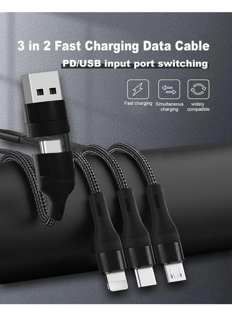 Rock Pow 100W USB C to Multi Charging Cable, QC 5A 2-in-1 USB A to C PD Port and 3-in-1 Braided Fast Charging Cord, with Type C/Micro Connectors, Universal Sync Charger Adapter for Laptop/Tablet/Phone  - Image 3