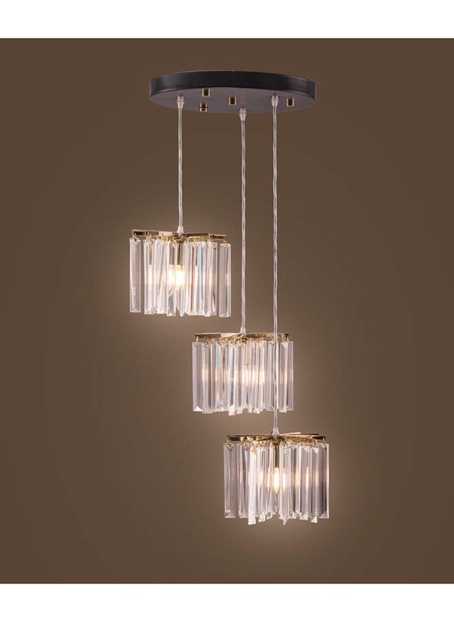Kandil Egypt - Hanging/3 Crystal Bar Fans  (Salter Gold X Matte Black Spray) With Crystal - Image 1