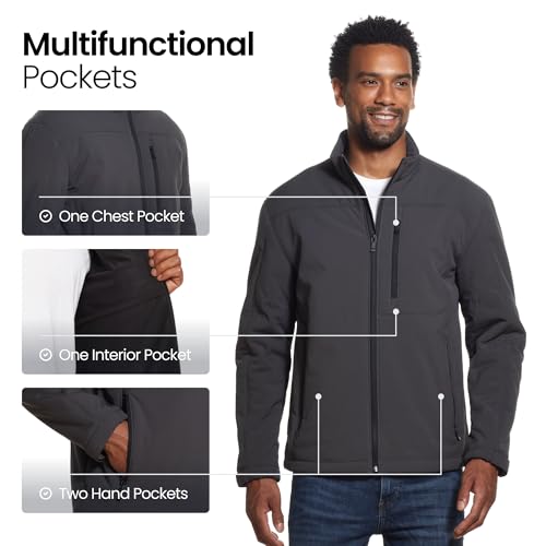 Weatherproof Men's Softshell Jacket for Men, Wind & Water Resistant, Breathable Midweight Outdoor Coat, Lightweight Windbreaker for Spring, Fall & Winter - Charcoal, Large - Image 4