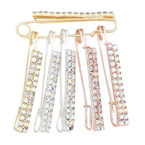 VAMA FASHIONS Gold Silver Rhinestone Crystal Stone Sarees Brooch Coat Dress Draping Gown Shawl Bridal Safety Saree Pins Accessory for Women & Girls - Image 1